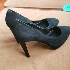White House Black Market Suede Black Platform Pumps 8.5M